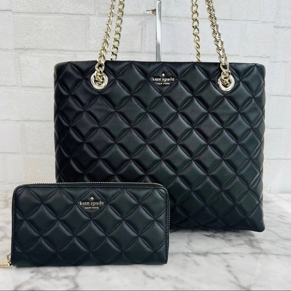 Kate Spade Natalia Quilted Smooth Leather Tote/Shoulder Bag with Matching Wallet